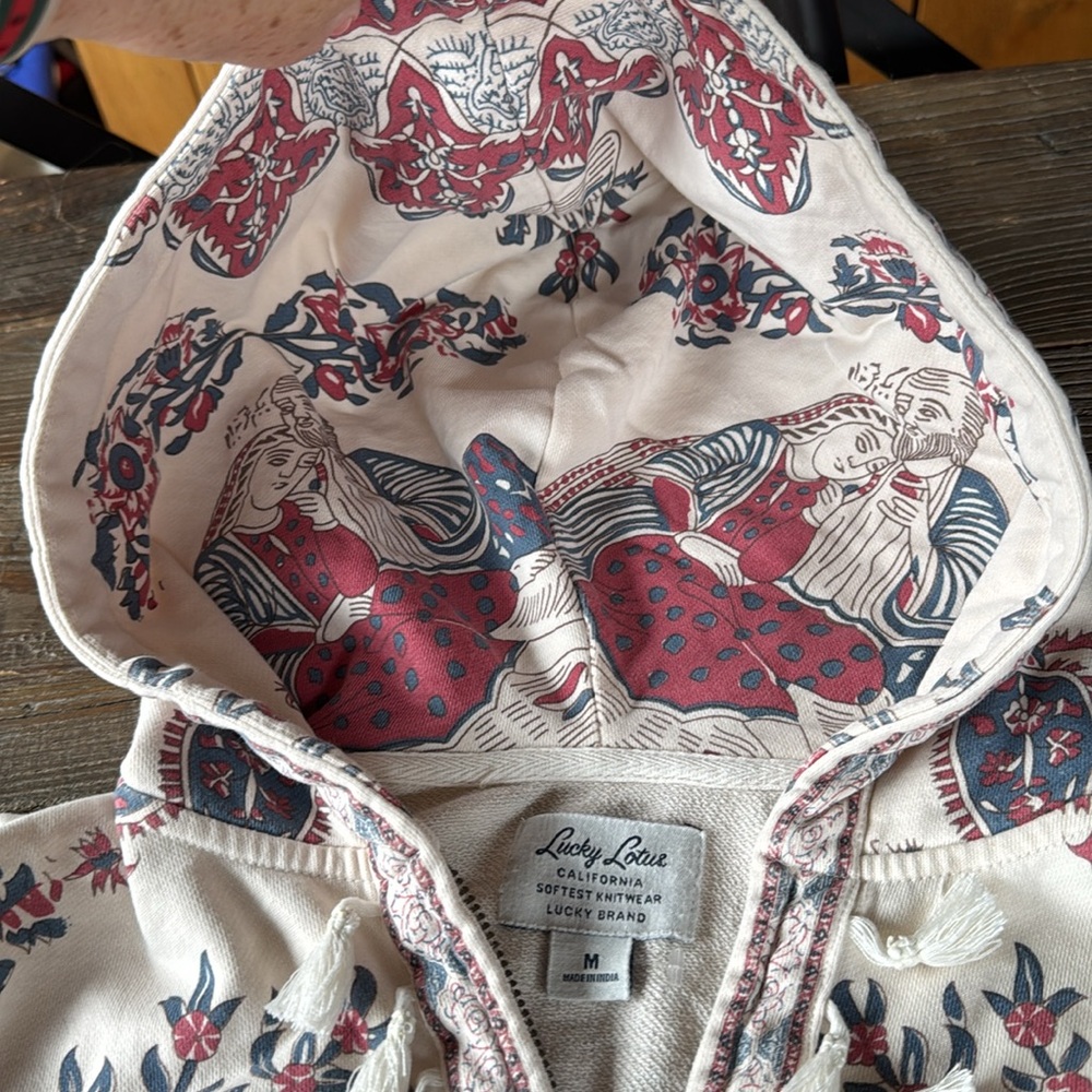 Lucky Brand Lucky Lotus zippered cotton hoodie size M - Picture 6 of 10